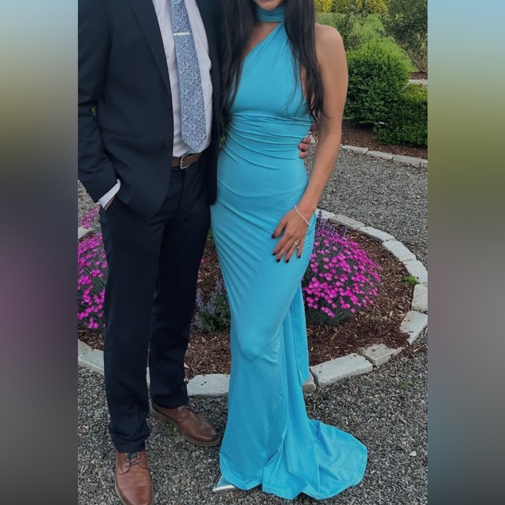 Elegant Blue One-Shoulder Dress